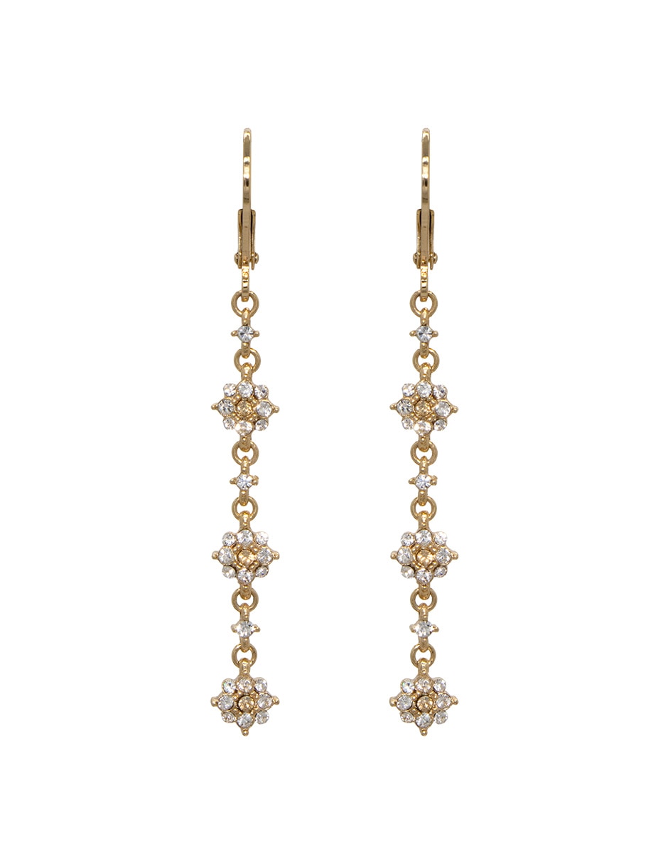 Aretes de flor Carré con acabado pavé cristal 1