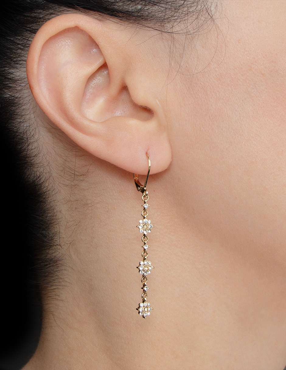 Aretes de flor Carré con acabado pavé cristal 7