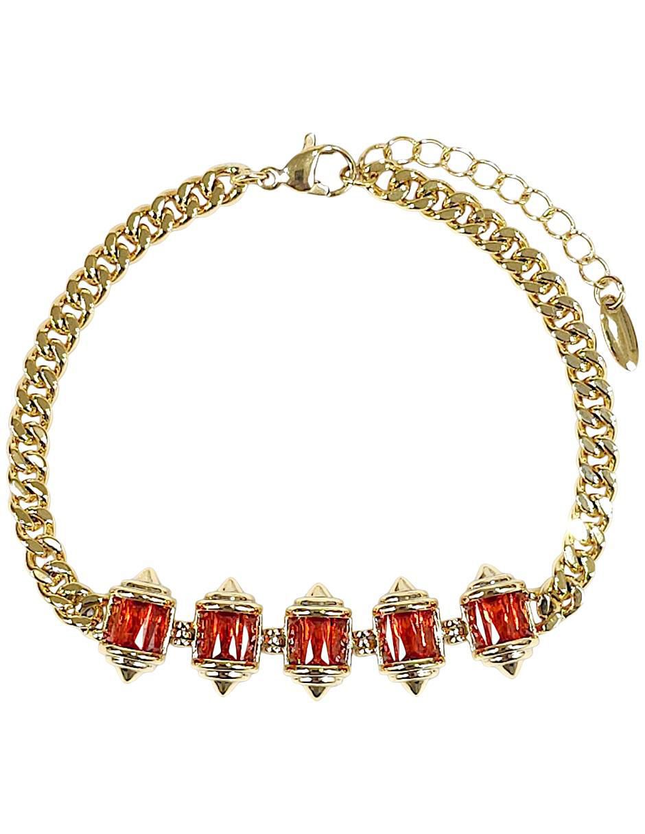 Pulsera con zirconia acabado baño de oro 18 K