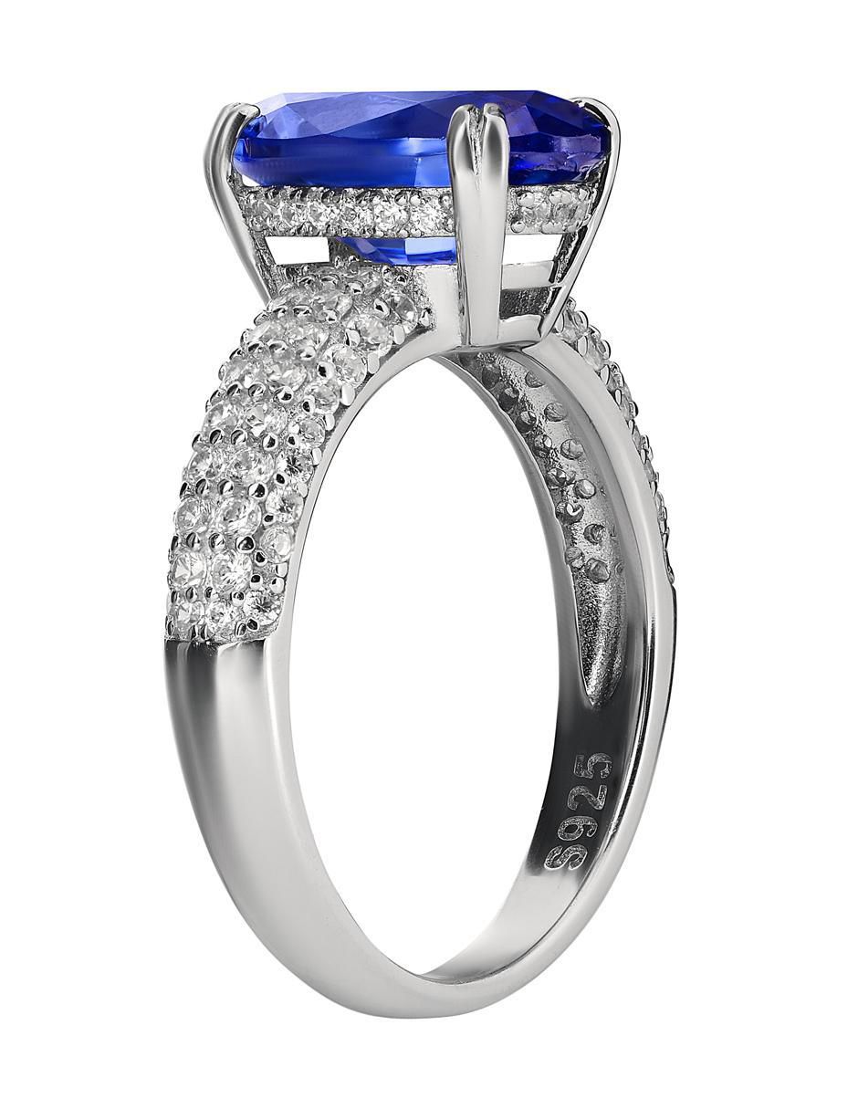 Anillo ovalado P 925 de plata zafiro brillante