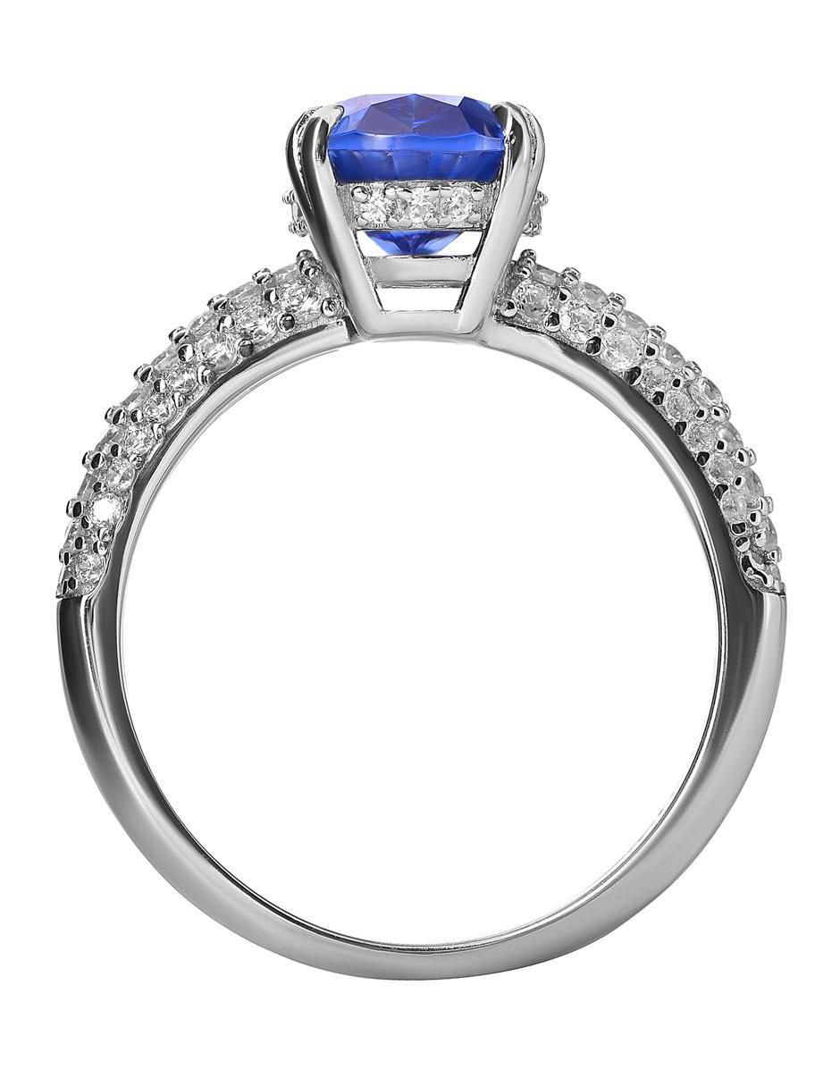 Anillo ovalado P 925 de plata zafiro brillante