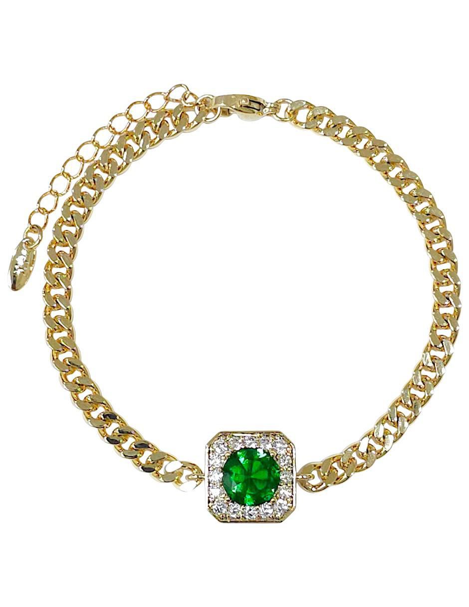 Pulsera con zirconia acabado baño de oro 18 K