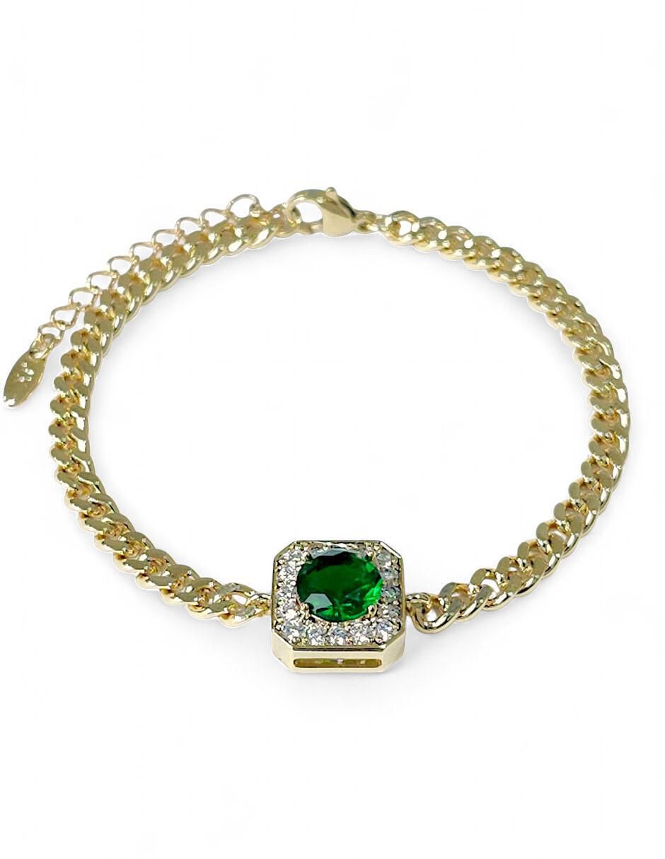 Pulsera con zirconia acabado baño de oro 18 K