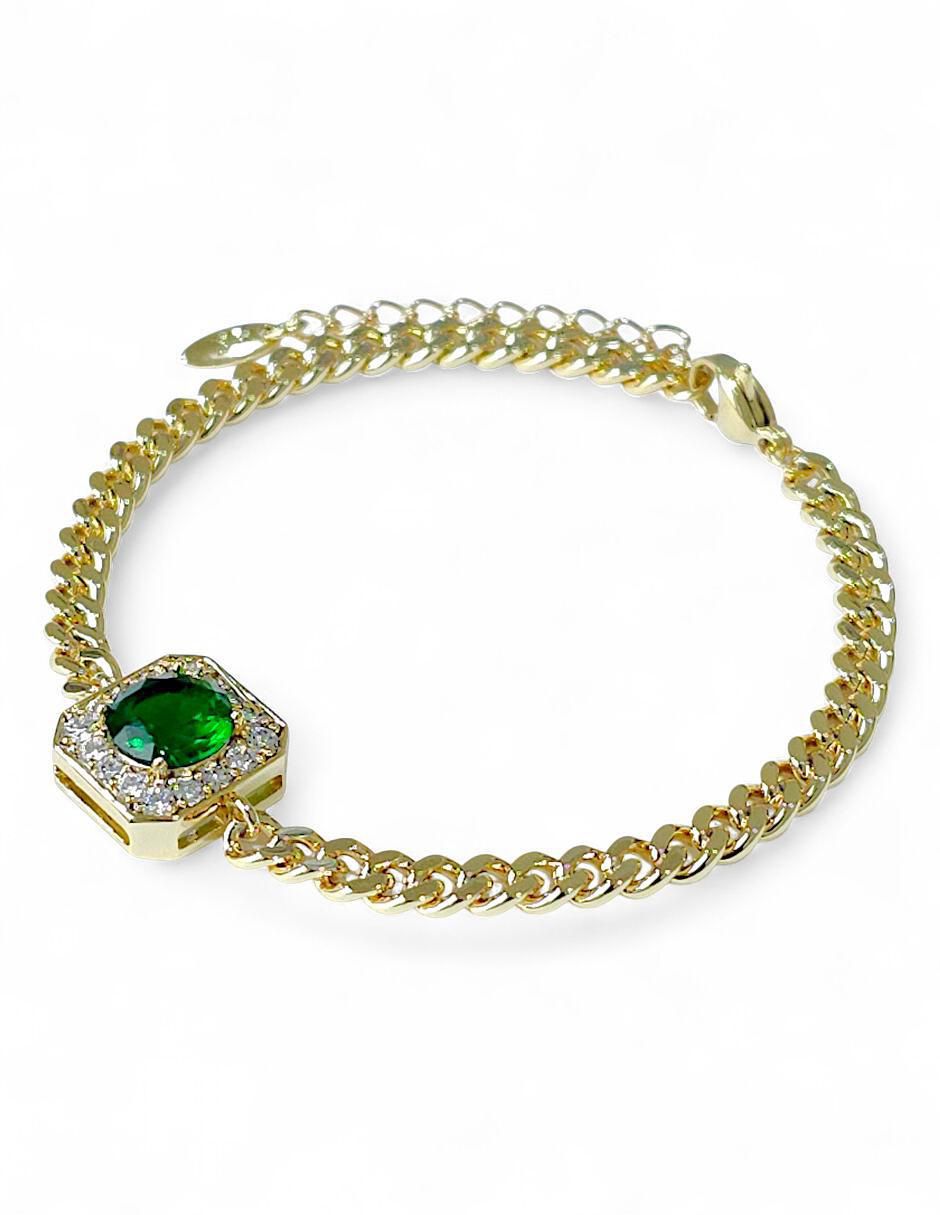 Pulsera con zirconia acabado baño de oro 18 K