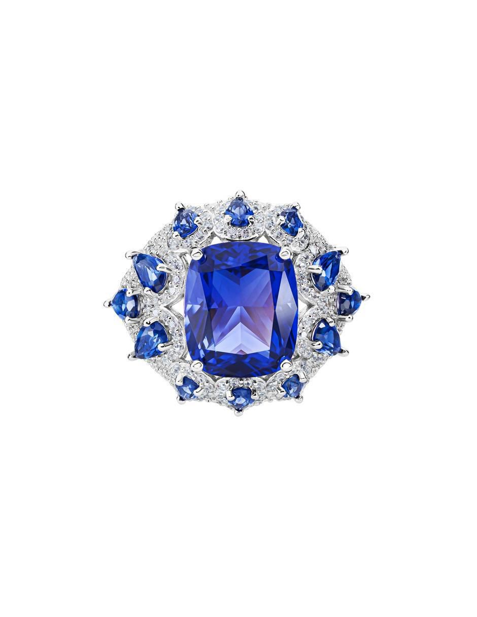 Anillo P 925 de plata zafiro pavé
