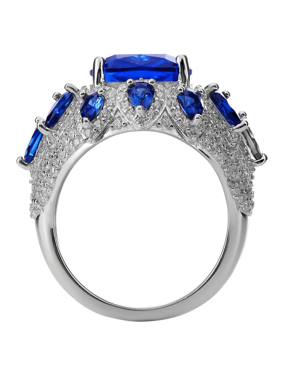Anillo P 925 de plata zafiro pavé