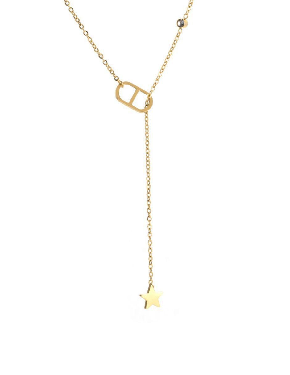Collar y pulsera de estrella de oro laminado 10 k zirconia 5