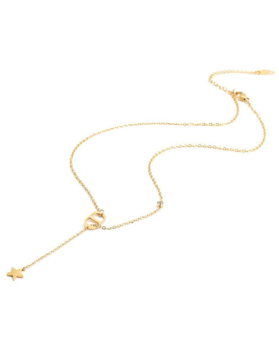 Collar y pulsera de estrella de oro laminado 10 k zirconia 6