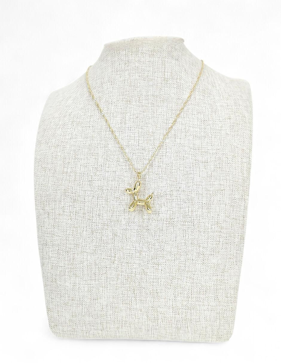 Collar con dije de perro de baño de oro 18 K