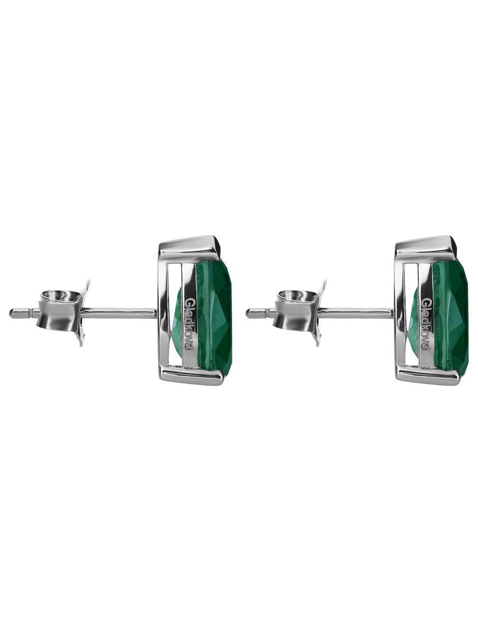 Broqueles de gota de plata P 925 con acabado brillante esmeralda 7