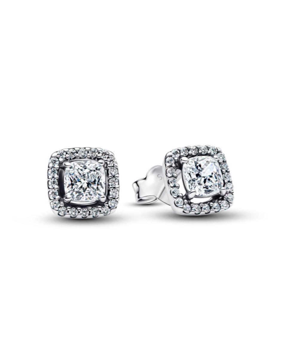 Aretes cuadrados de plata P 925 con acabado brillante