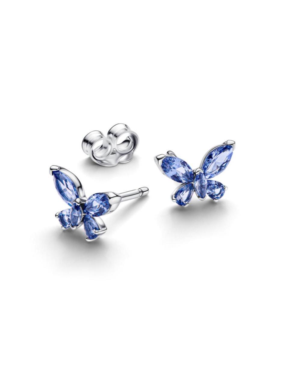 Aretes de mariposa de plata P 925 con acabado brillante cristal 2