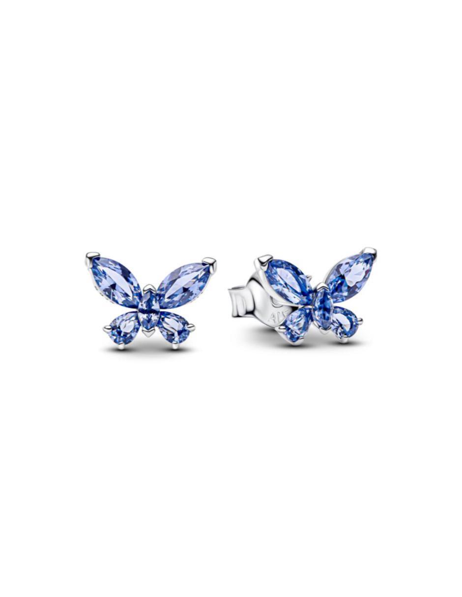 Aretes de mariposa de plata P 925 con acabado brillante cristal Aretes de mariposa de plata P 925 con acabado brillante cristal