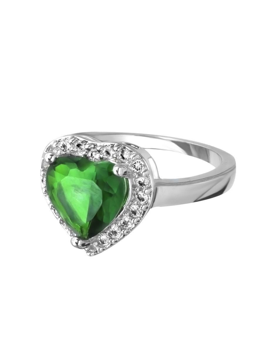 Anillo multi gemas de corazón Elegant 18 k cristal baño de oro blanco Anillo multi gemas de corazón Elegant 18 k cristal baño de oro blanco