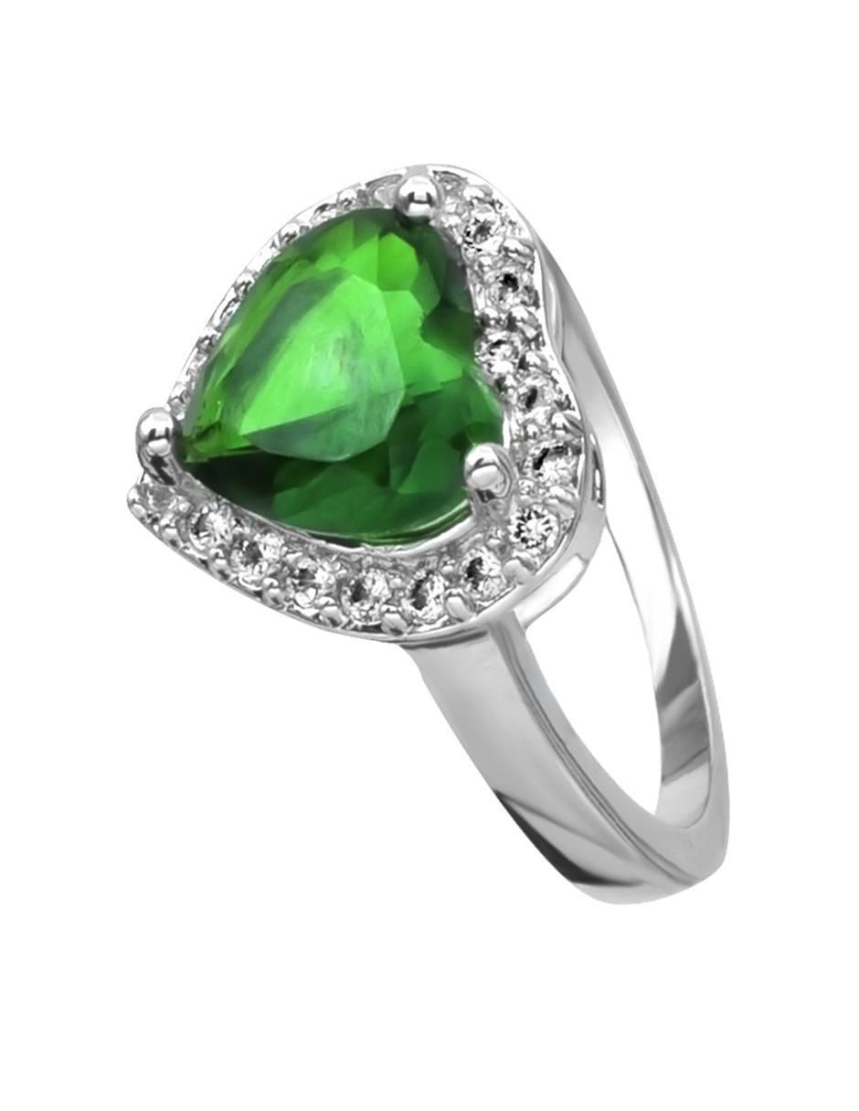 Anillo multi gemas de corazón Elegant 18 k cristal baño de oro blanco 3
