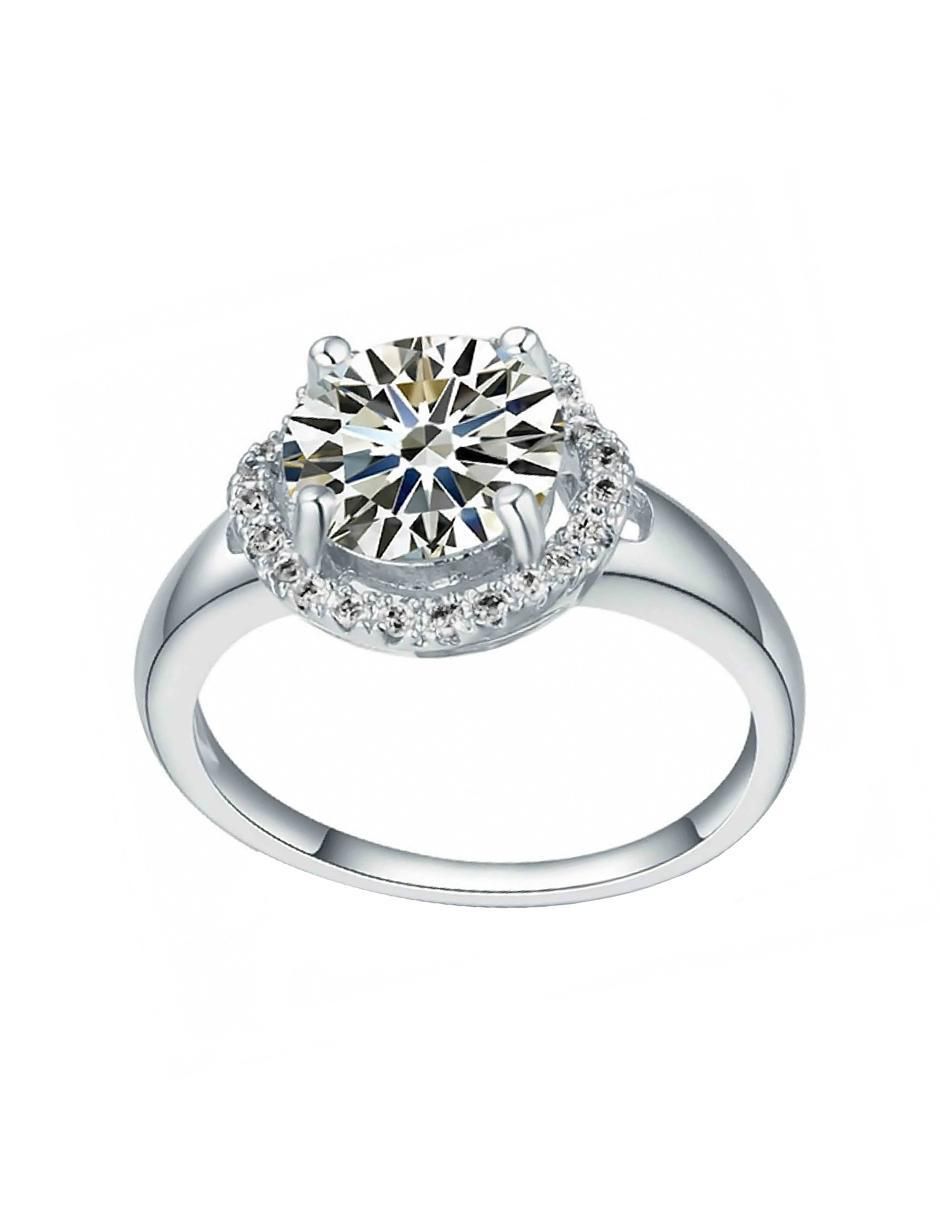 Anillo multi gemas circular Elegant 18 k cristal baño de oro blanco Anillo multi gemas circular Elegant 18 k cristal baño de oro blanco