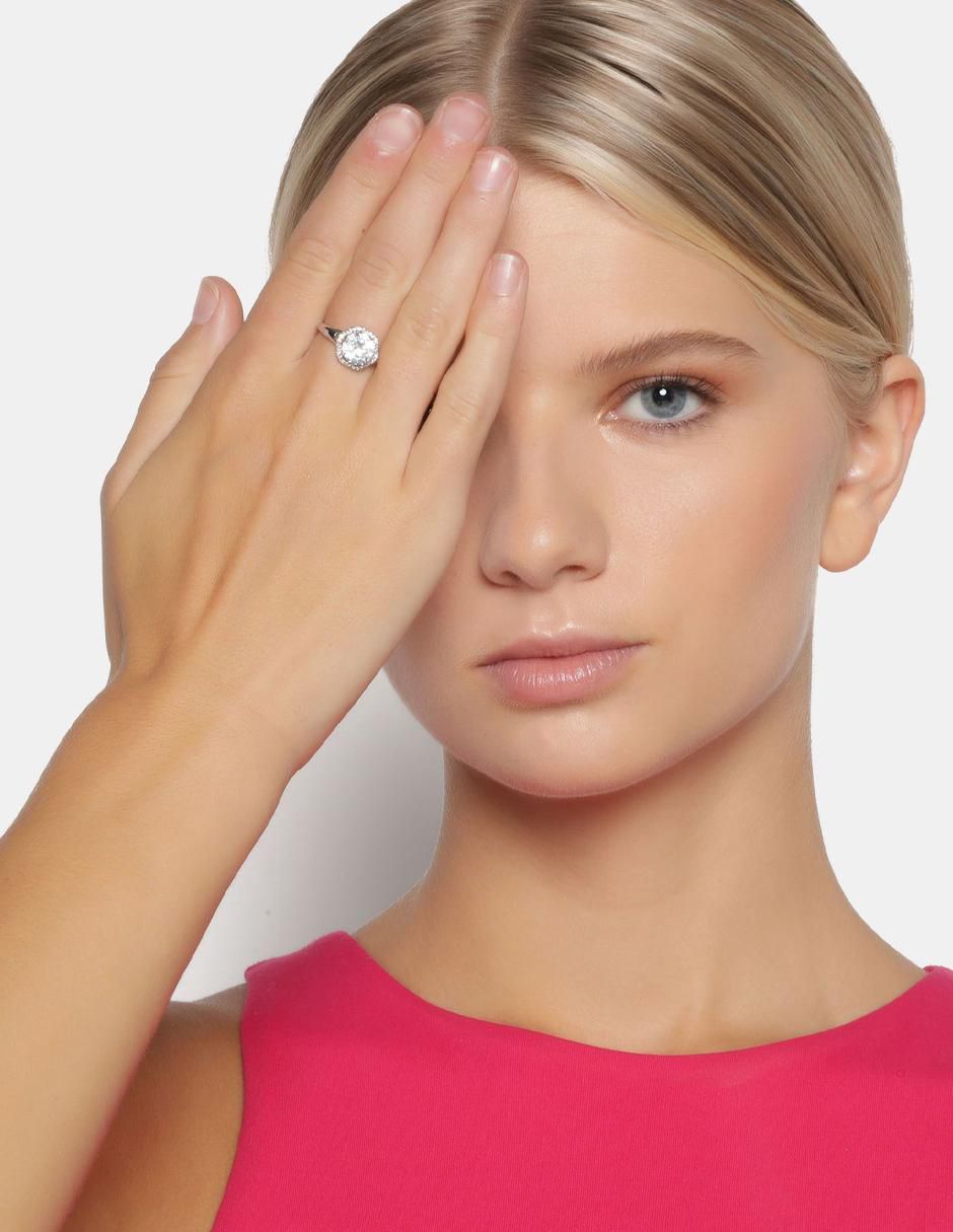 Anillo multi gemas circular Elegant 18 k cristal baño de oro blanco 2