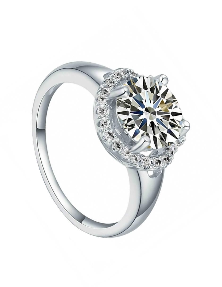 Anillo multi gemas circular Elegant 18 k cristal baño de oro blanco 3