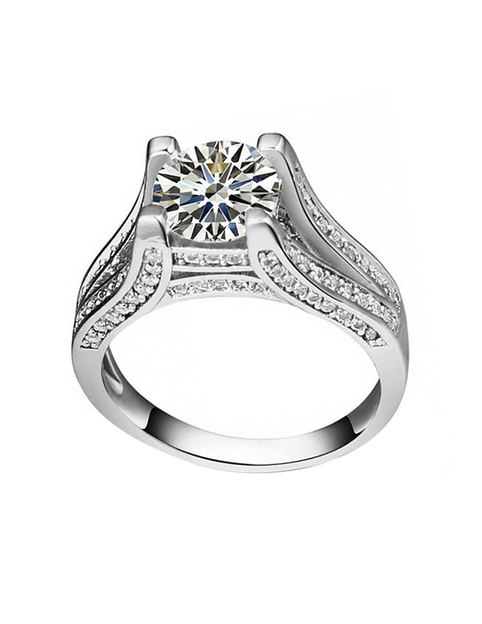 Anillo multi gemas circular Elegant 18 k cristal baño de oro blanco Anillo multi gemas circular Elegant 18 k cristal baño de oro blanco
