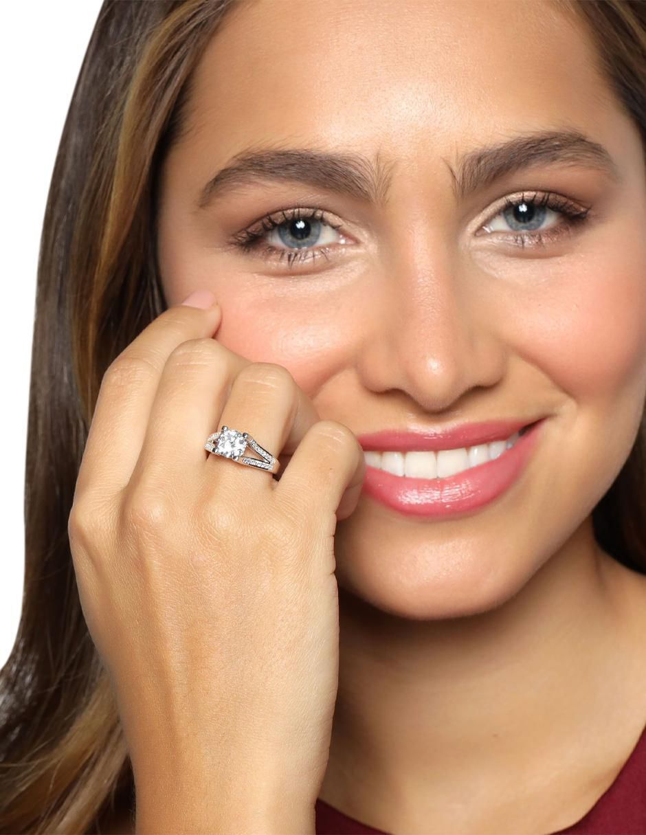 Anillo multi gemas circular Elegant 18 k cristal baño de oro blanco 3
