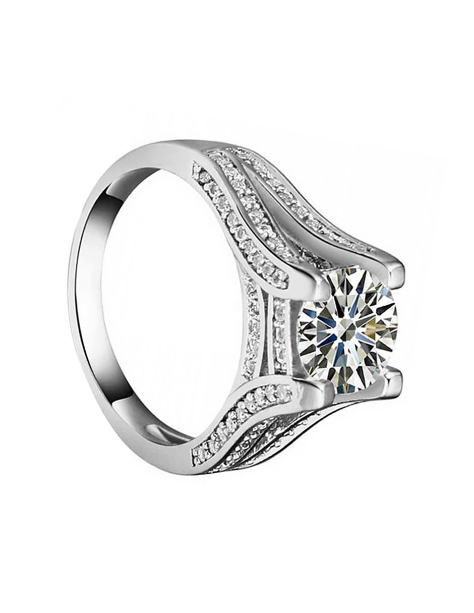Anillo multi gemas circular Elegant 18 k cristal baño de oro blanco 2