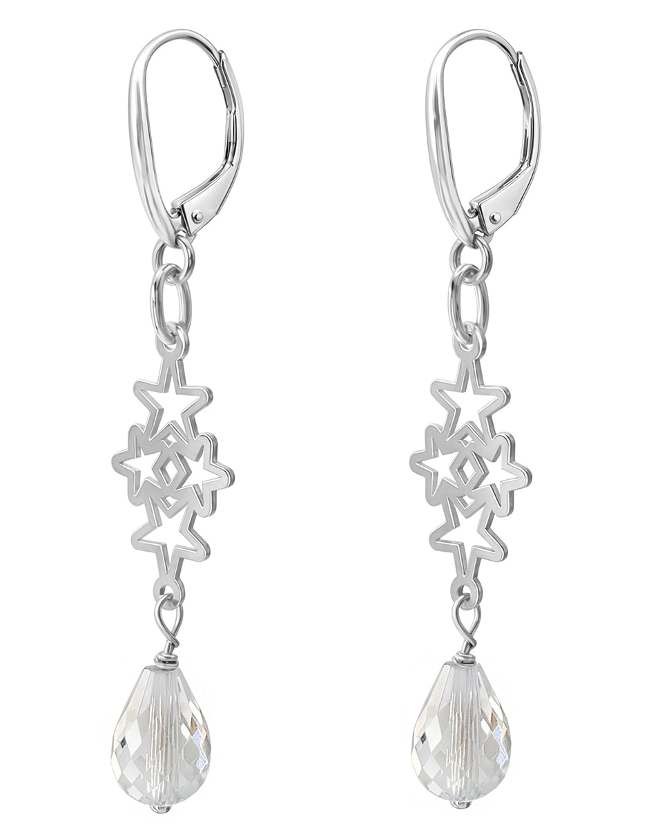 Aretes de estrella de plata P 925 con acabado plateado 2