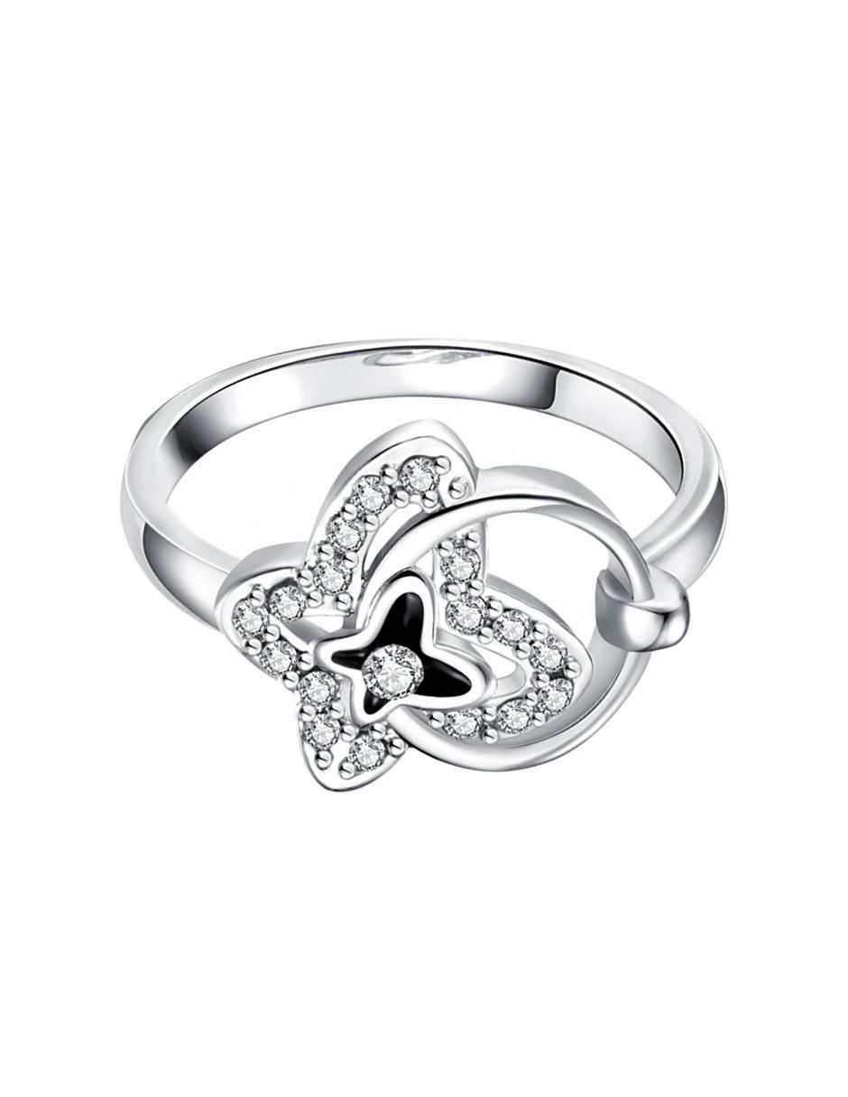 Anillo multi gemas de mariposa Fashion 18 k cristal baño de oro blanco Anillo multi gemas de mariposa Fashion 18 k cristal baño de oro blanco
