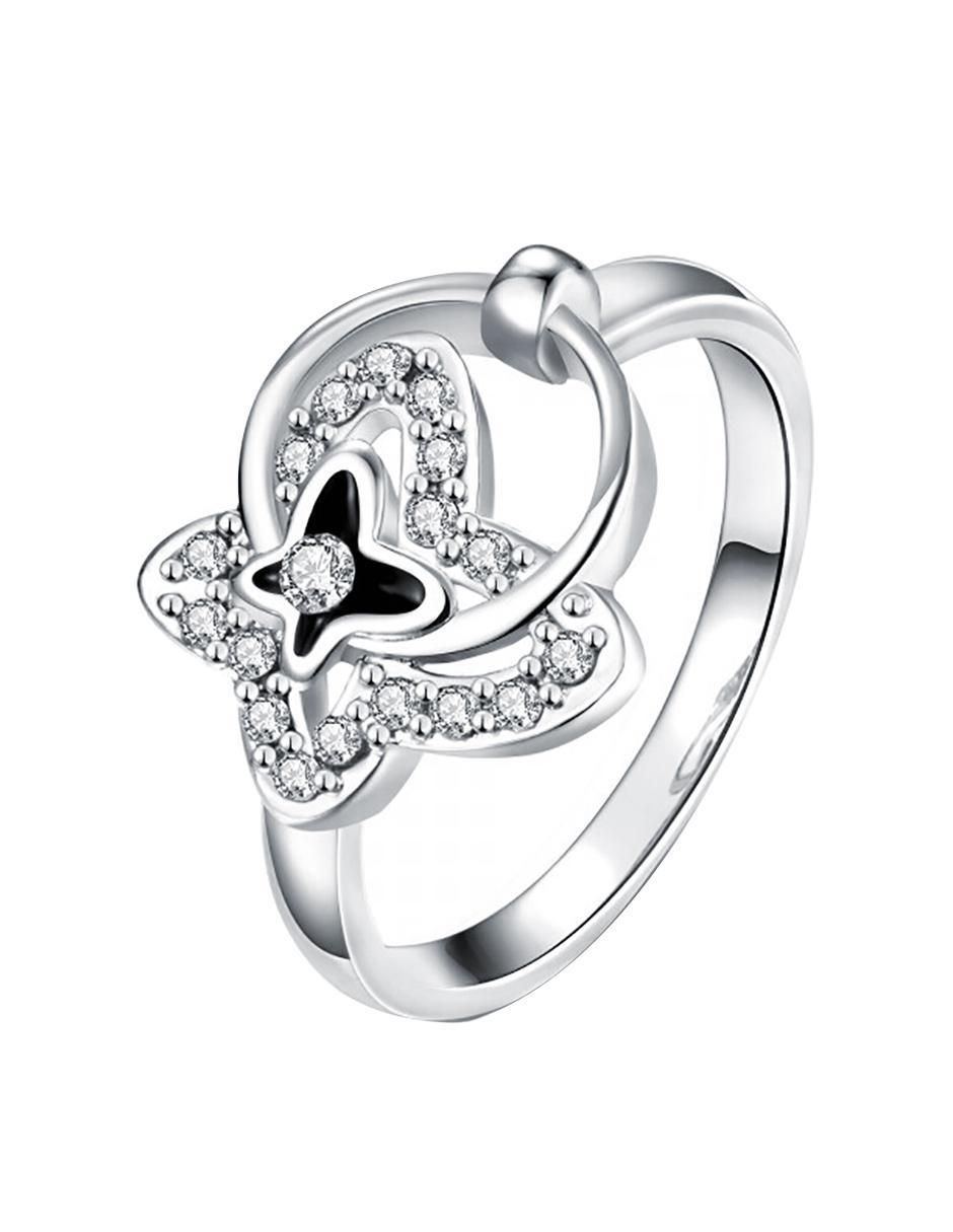 Anillo multi gemas de mariposa Fashion 18 k cristal baño de oro blanco 3