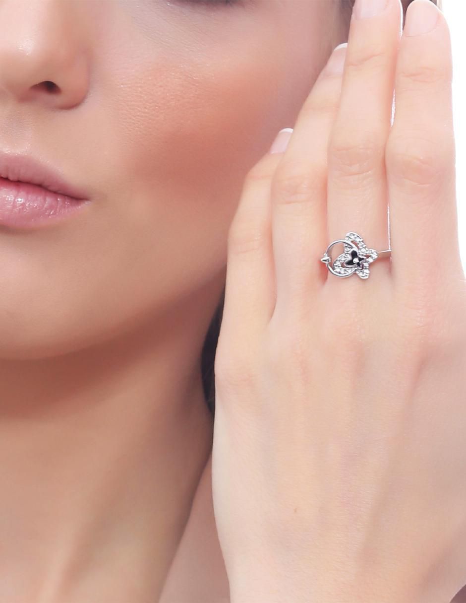 Anillo multi gemas de mariposa Fashion 18 k cristal baño de oro blanco 2