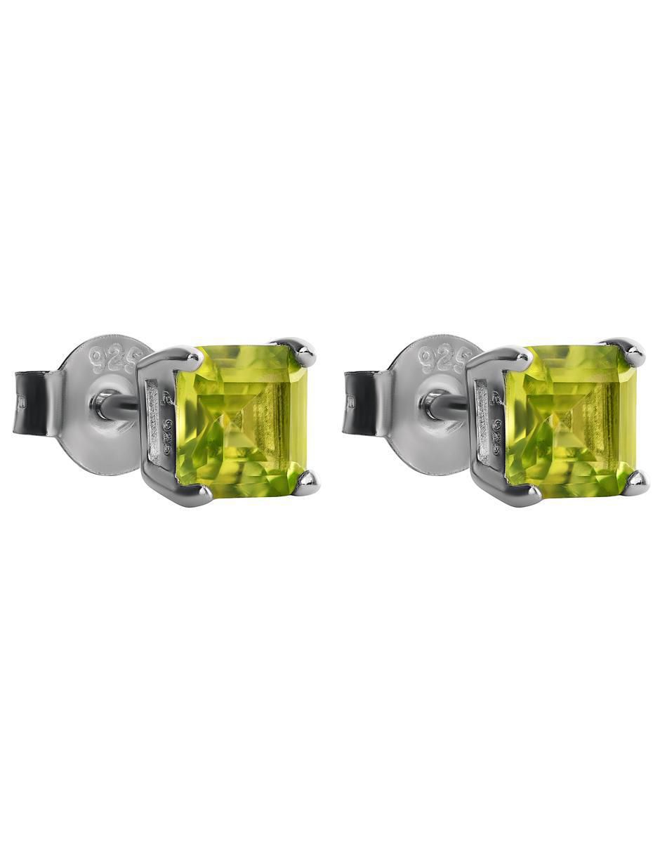 Broqueles cuadrados de plata P 925 con acabado brillante peridote 2