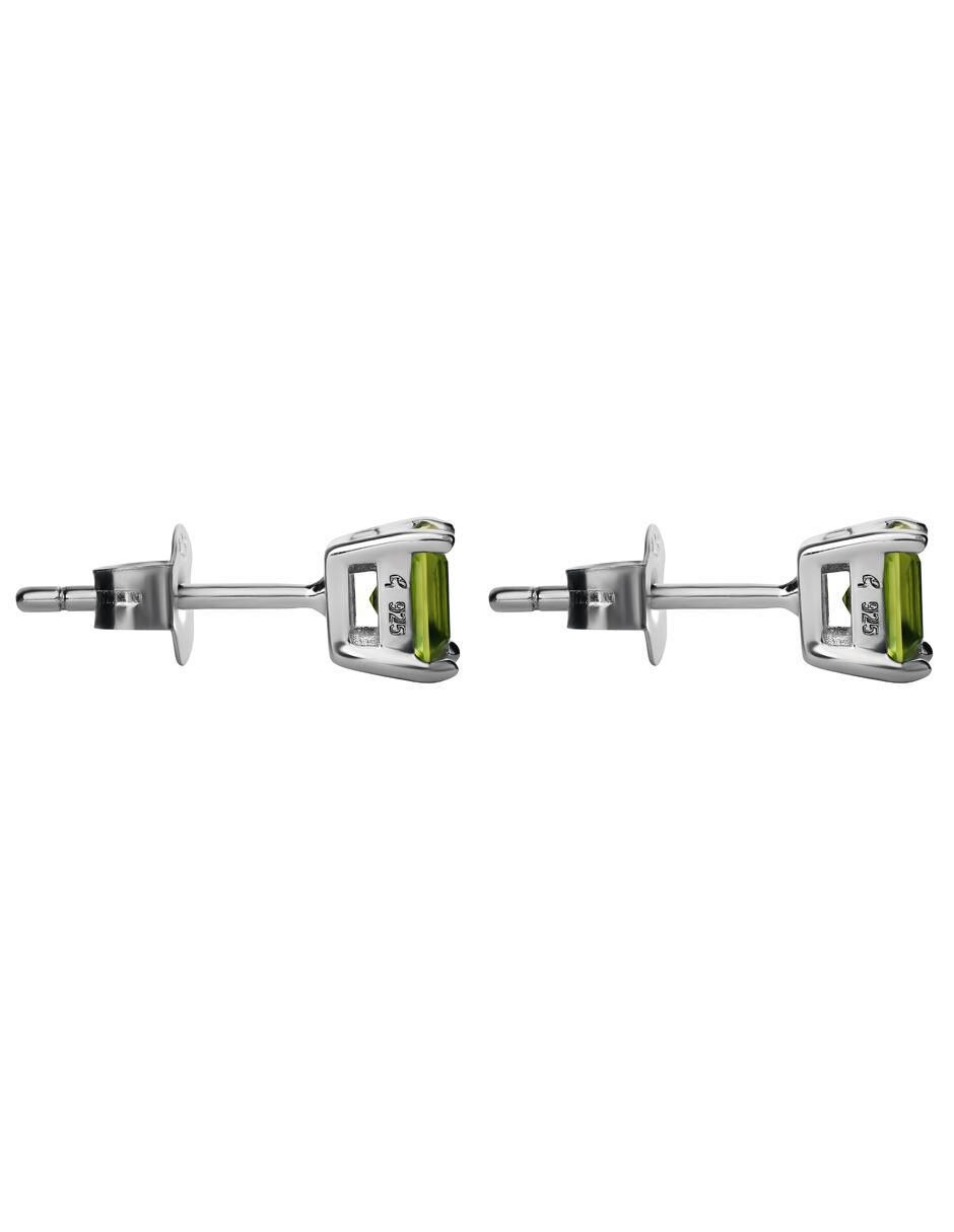 Broqueles cuadrados de plata P 925 con acabado brillante peridote 3