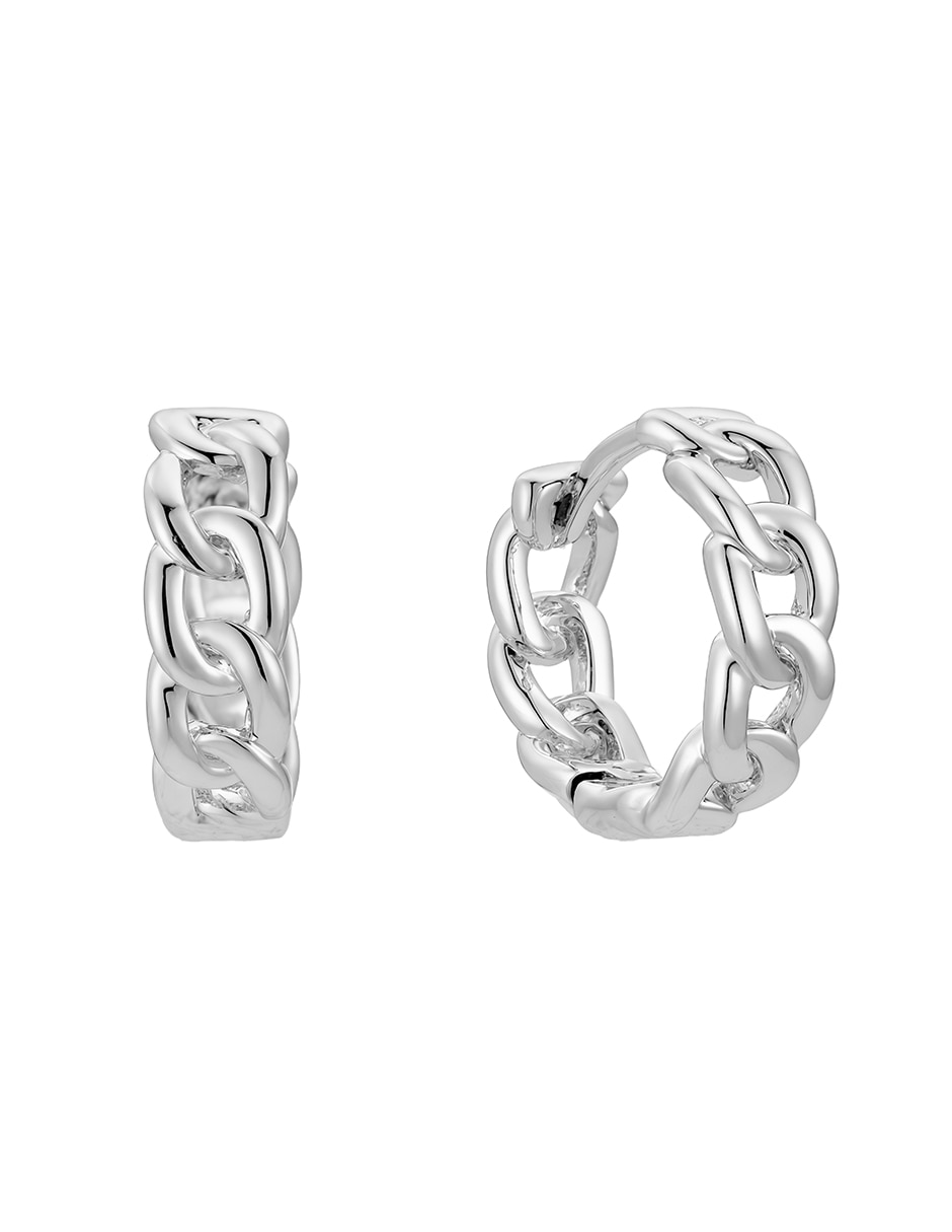 Aretes circulares con acabado baño de oro blanco 14 K Aretes circulares con acabado baño de oro blanco 14 K