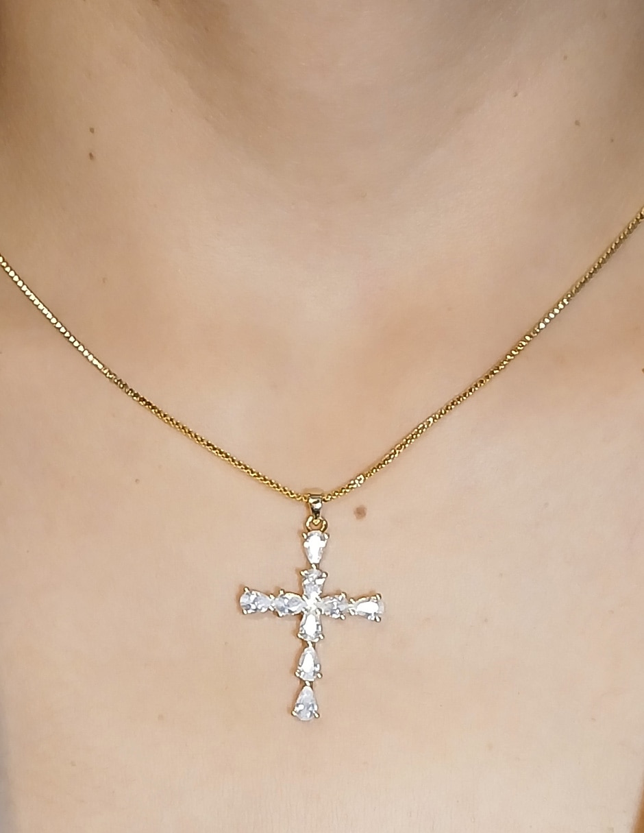 Collar con dije con acabado baño de oro 14 K 5