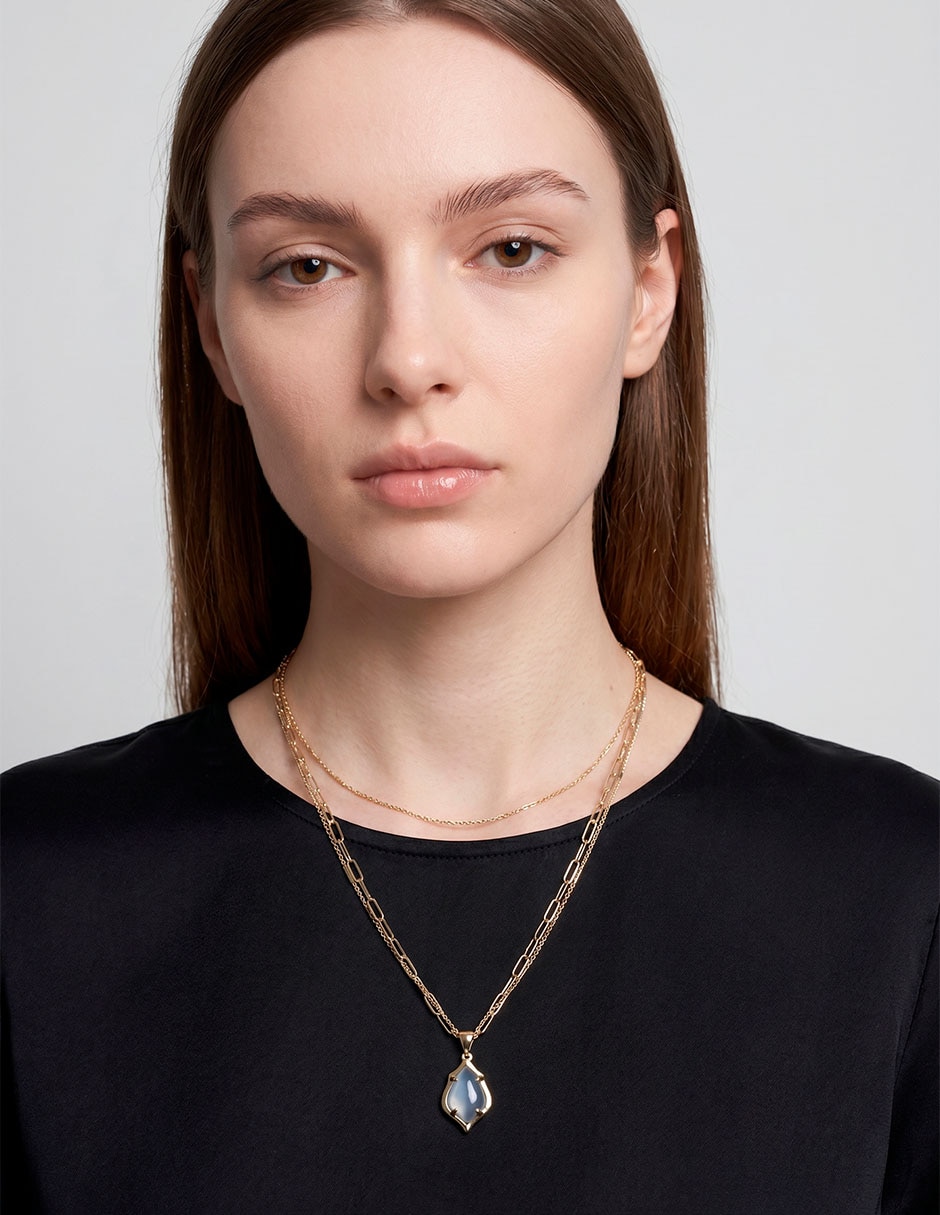 Collar de gota baño de oro 14k 3