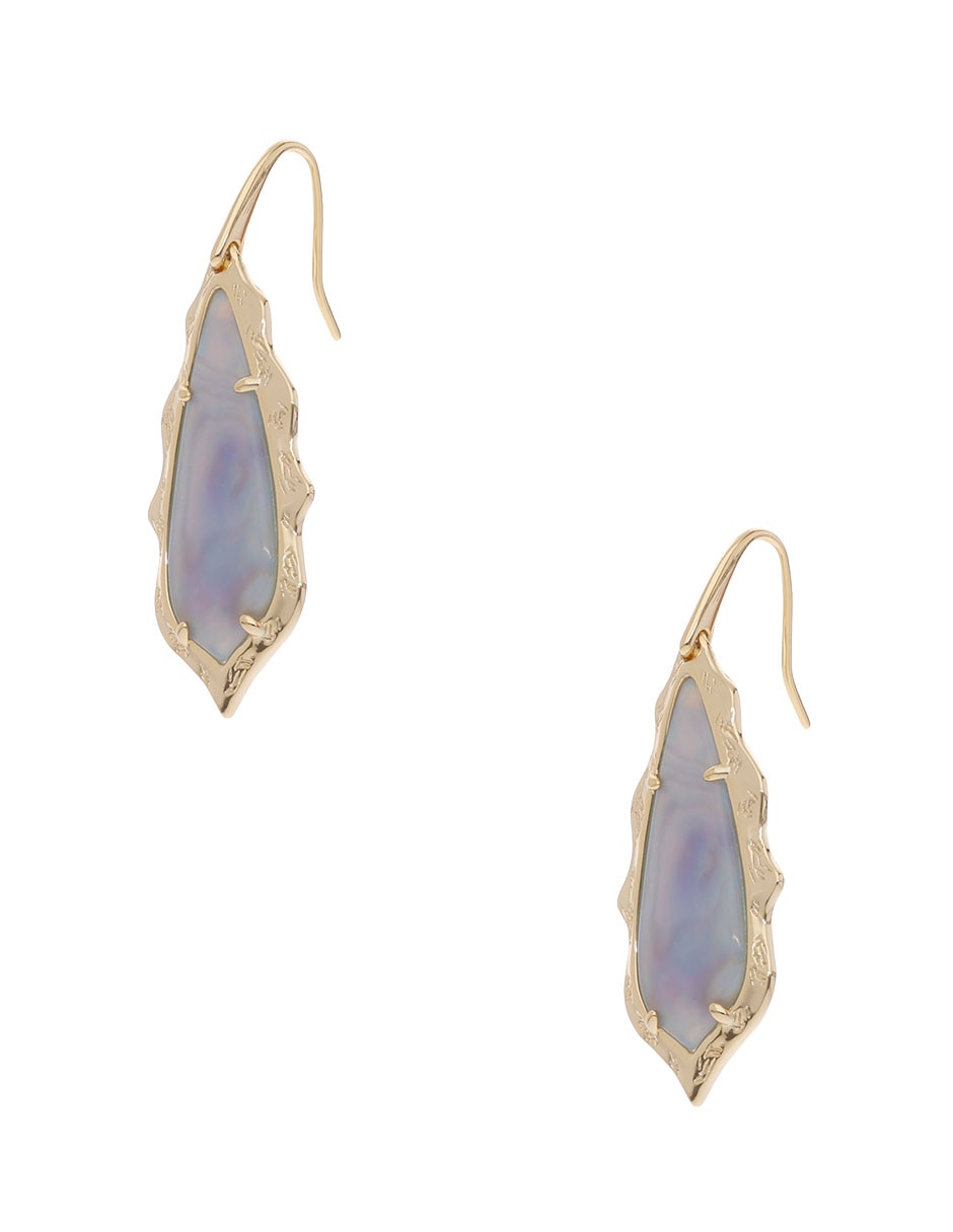Aretes largos con acabado de baño de oro 14 k 4