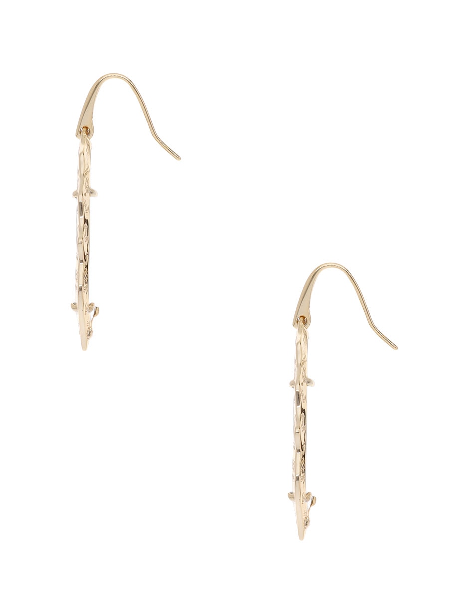 Aretes largos con acabado de baño de oro 14 k 3