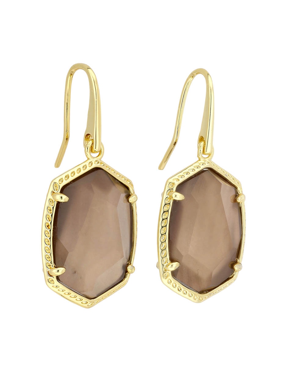 Aretes Cortos Con Acabado Baño De Oro Madre Perla 2