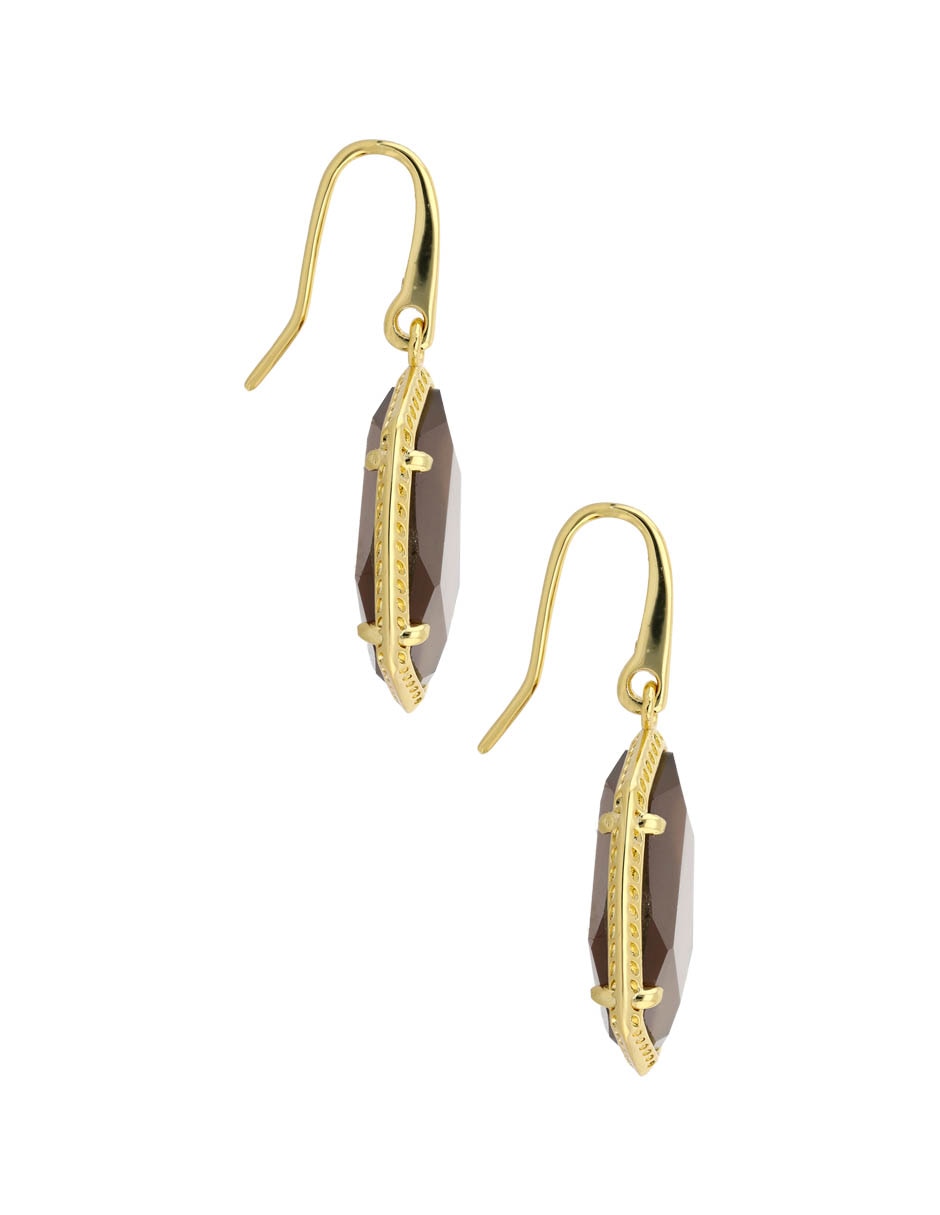 Aretes Cortos Con Acabado Baño De Oro Madre Perla 3