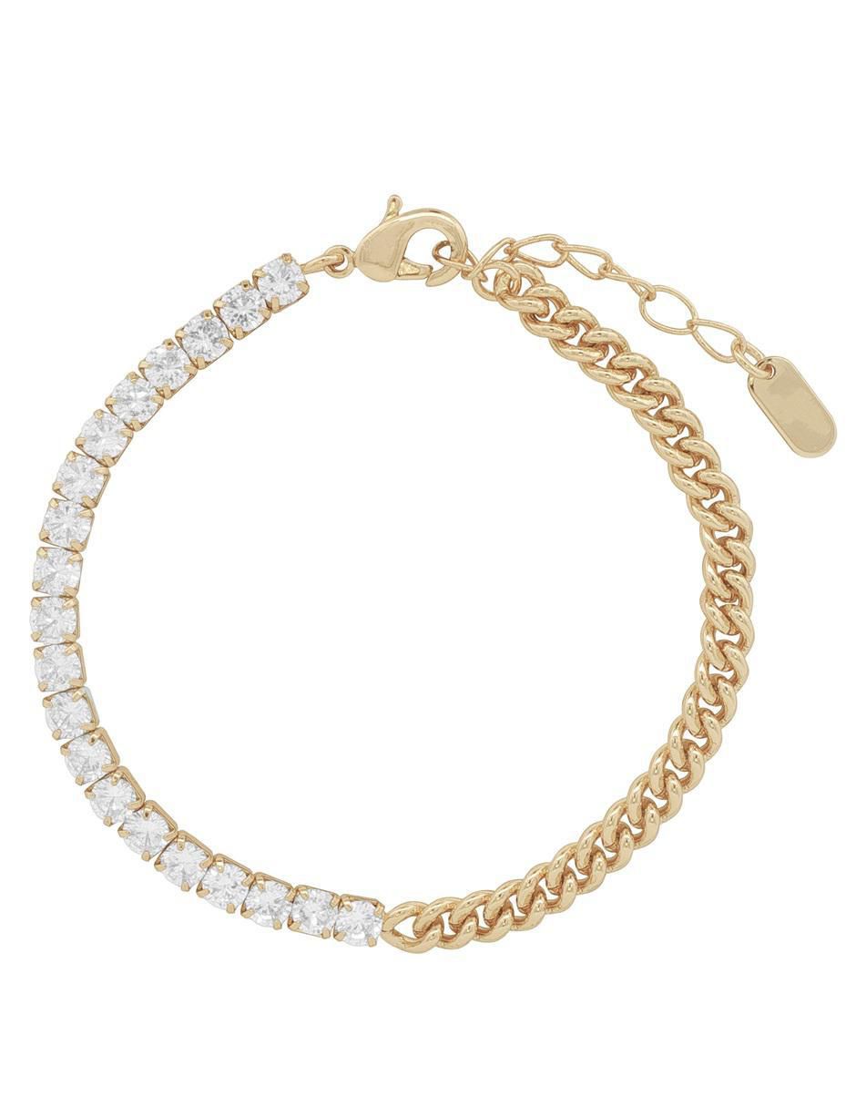 Pulsera con zirconia 18 k con acabado chapa de oro 1