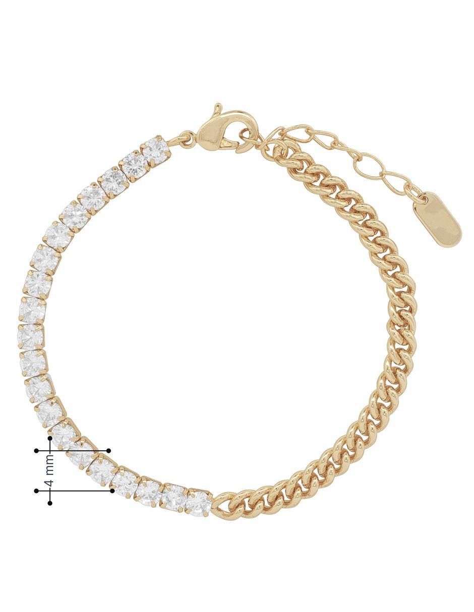 Pulsera con zirconia 18 k con acabado chapa de oro 6