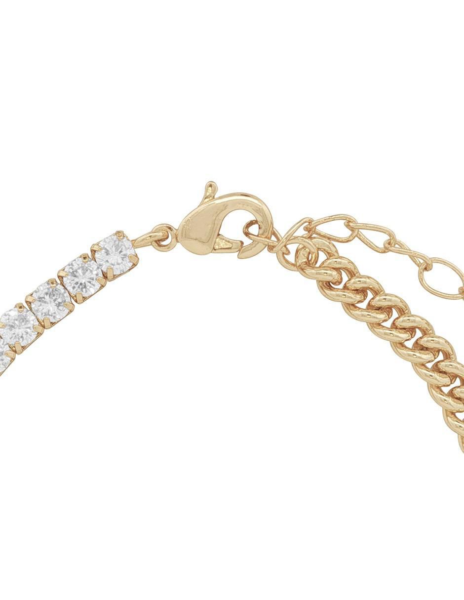 Pulsera con zirconia 18 k con acabado chapa de oro 2