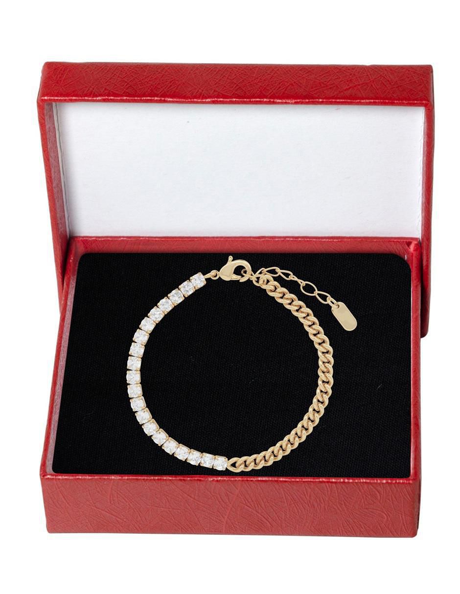 Pulsera con zirconia 18 k con acabado chapa de oro 4