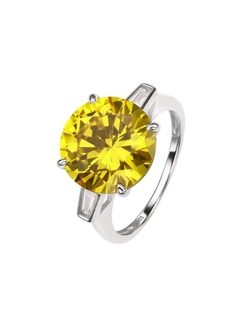Anillo con gema redondo Luxury P 925 de plata zirconia pulido 2