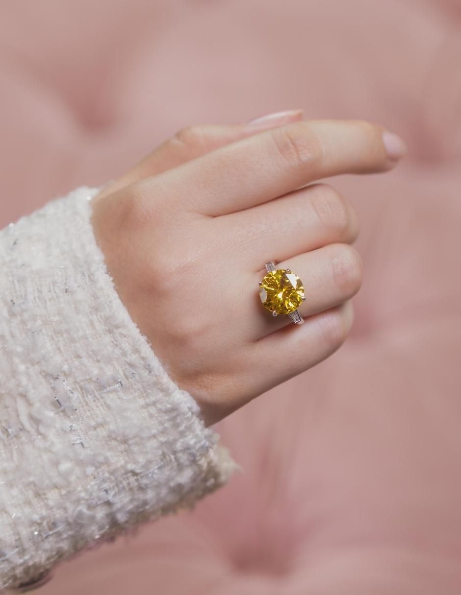 Anillo con gema redondo Luxury P 925 de plata zirconia pulido 3