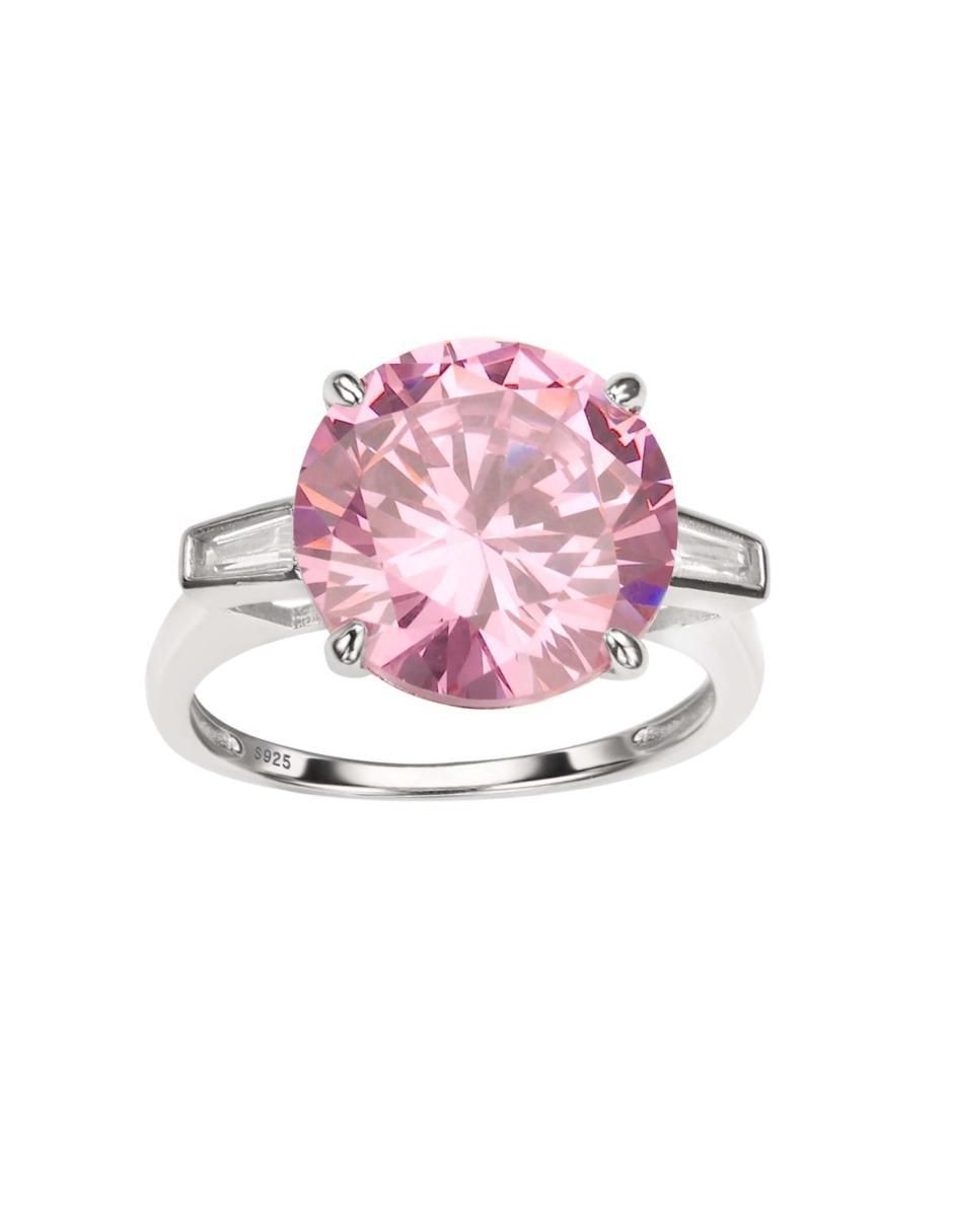 Anillo con gema redondo Luxury P 925 de plata zirconia pulido Anillo con gema redondo Luxury P 925 de plata zirconia pulido
