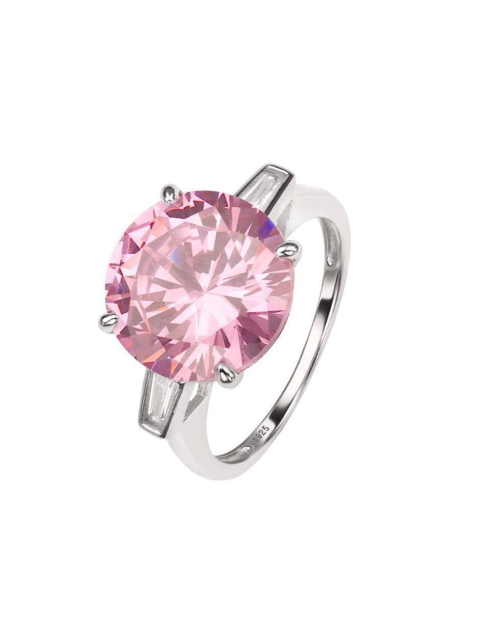 Anillo con gema redondo Luxury P 925 de plata zirconia pulido 3