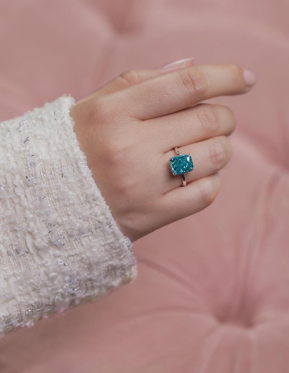 Anillo con gema rectangular Luxury P 925 de plata zirconia pulido