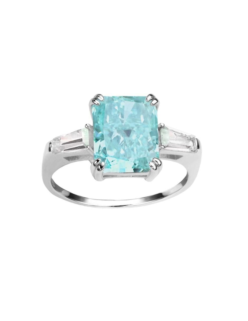 Anillo con gema rectangular Luxury P 925 de plata zirconia pulido Anillo con gema rectangular Luxury P 925 de plata zirconia pulido