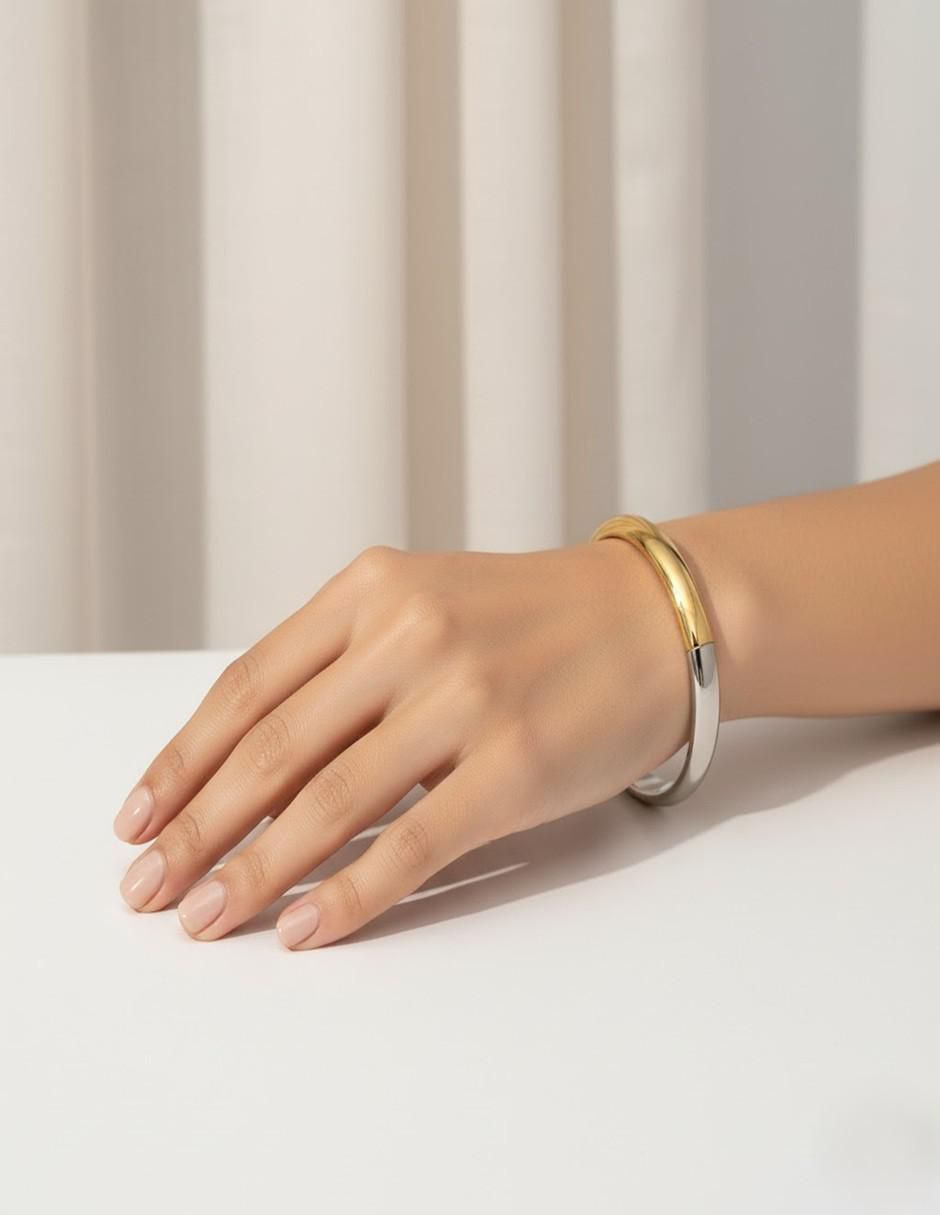 Brazalete de oro laminado 8 K Bicolor acabado pulido 3