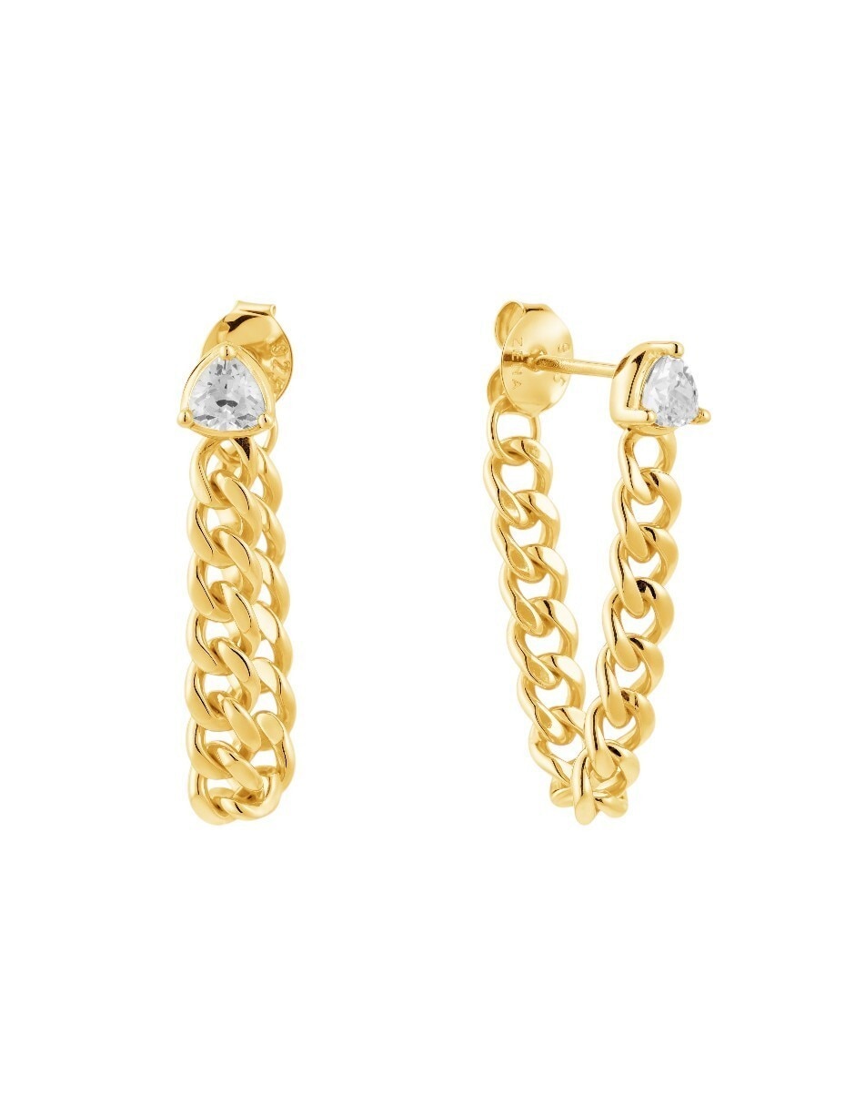 Aretes largos Les Néréides Classic Reviste de plata P 925 con acabado baño de oro 2